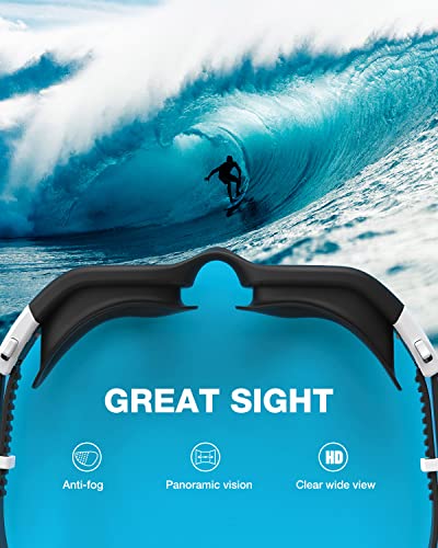 ZIONOR Swim Goggles, G1 SE Swimming Goggles Anti-Fog for Adult Men Women - color: A0-clear Lens Black White Frame