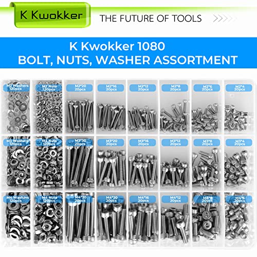 Metric Bolt Assortment M2 M3 M4 4MM to 30MM Hex Socket Head Cap Machine Screws 304 Stainless Steel Screws Nuts and Washers, Silver Bolts and Nuts Kit - size: B. M2 M3 M4