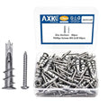 AXK 120pcs/set Drywall Anchor Zinc Alloy Self Drilling Hollow wall Anchor with Screw Stud Anchor for Wall Hanging - size: 120PCS--One Size