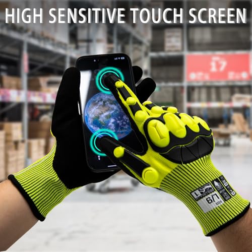 Safety Work Gloves, Level 2 Puncture Resistant, A3 Cut Resistant Gloves, Level 4 Abrasion Impact Gloves Mechanic - size: Large