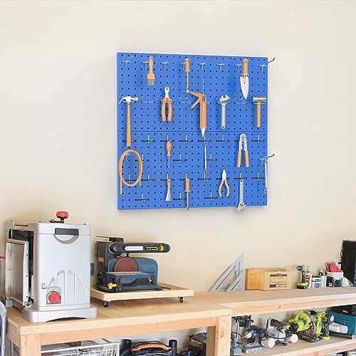TORACK Metal Pegboard Wall Organizer 24"x24" 70 PCS Tool Storage Pegboards - color: Blue