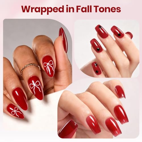 Beetles Hard Gel for Nails Wine Red, 30g TPO & HEMA-FREE & Flat Nail Brush - color: A - Crimson Allure