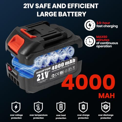 Mini Chainsaw Battery, 21V 4000mAh Lithium Battery with Charger Adapter - size: 4000mAh