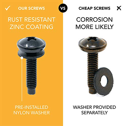 12-24 Rack Screws [50pk] – Rack Mount Screws with Nylon Washers for Server, Network, and Audio Equipment - size: 12-24 (50 Pack)