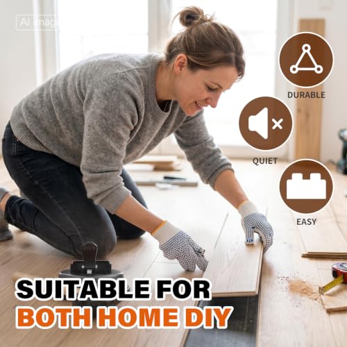 Floor Gap Repair Tool Kit - Professional Wood Laminate Vinyl Flooring Gap Fixer with Slotting Knife, 3 Adhesive Pads & Gloves for DIY Home Repair (Black) - color: Black
