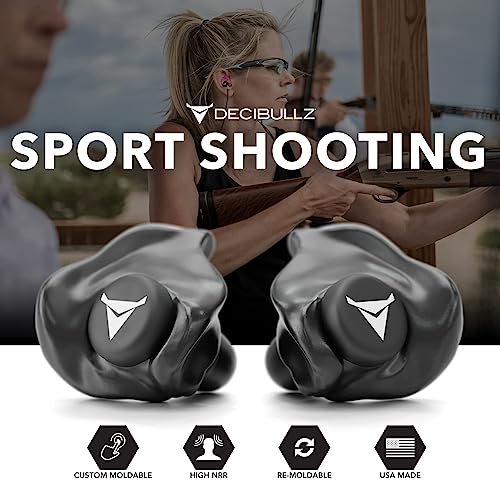 Decibullz Custom Molded Ear Plugs, 31dB NRR Shooting Ear Protection (Black) - color: Black