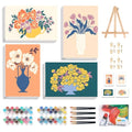 4 Pack Paint by Numbers Kit for Adults with Frame, Flowers & Floral Vase - color: OP4FUS2510-03