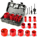 Bi-Metal Hole Saw Kit, HYCHIKA 17 Pcs High Speed Steel 3/4" to 2-1/2" Hole Saw Set in Case with Mandrels, Hole Saw Bit for Metal, Drilling PVC Board,and Plastic Plate