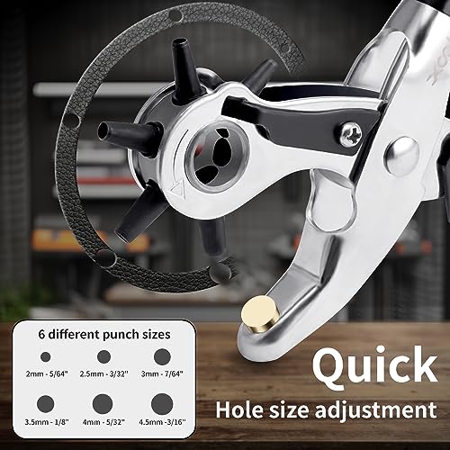 XOOL Belt Hole Puncher for Leather, Precision Multi-Size Leather Hole Punch for Watch Bands, Straps, Collars, Saddles, Shoes, Fabric, DIY Home, Craft Projects - style: Lite