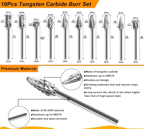 Tungsten Carbide Burr, Sanding Drums & Cutting Wheel Set, 185 Pcs - size: 185 Pcs