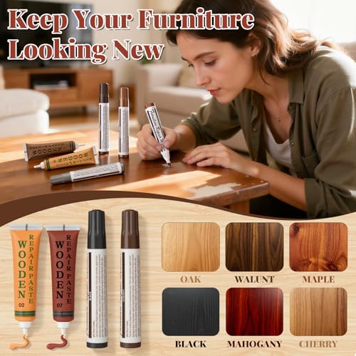 Wood Furniture Repair Kit Markers Touch Up Scratch Cover for Dark Wood