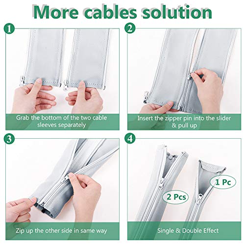 StangH Office Cable Management Sleeve kit 39 Inches, 2 Pieces -White - color: Greyish White, size: 39"L x 3.5"W-2PACKS