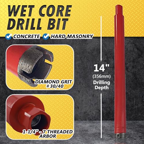 2-1/2" Wet Diamond Core Bit for Concrete & Masonry, 1-1/4"-7 Arbor - size: 2-1/2 Inch