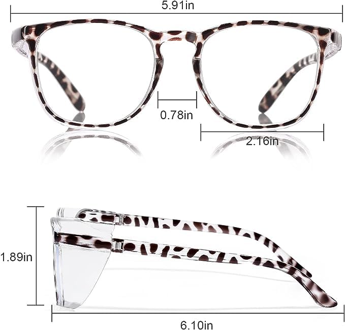 Safety Glasses Goggles for Women Girls Anti Fog Protective Eyewear Glasses - color: Blue+tortoise+new-tortoise