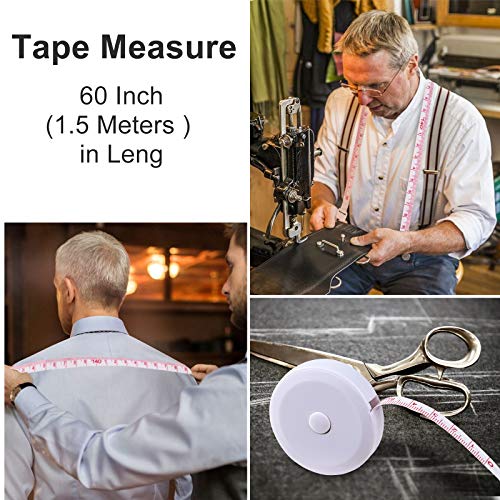 12 Pack Soft Retractable Measuring Tape - Tape Measure for Body Measuring Metric Tape Measure Double Scale for Body Fabric Sewing Tailor Cloth Knitting Home Craft Measurements - color: 12 Pack White