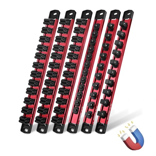 WORKPRO 6-Piece Magnetic Socket and Screwdriver Organizer Set - size: 3pc Socket Rail & 3pc Screwdriver Rail
