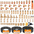 CheeMuii 100PCS Brass DOT Air Line Fittings with 3 Roll 50FT DOT Air Lines - size: 50FT-3ROLL-100PCS