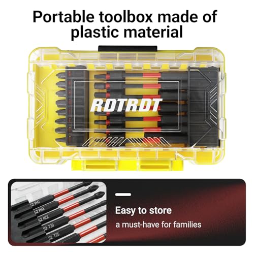 36-Piece Impact Driver Bit Set, Magnetic Nut Driver Set - color: Black