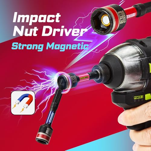Geinxurn 82Pieces Impact Screwdriver Bits Set, Magnetic S2 Steel Phillips/Square/Torx/Hex Insert Power Bits Tips with Impact Bit Holder and Impact Nut Driver and Mini Wrench - size: Mixed-82Pcs-A