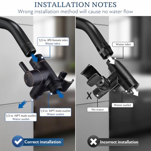 G-Promise Solid Metal Shower Head Diverter with Holder 3-Way - color: Oil Rubbed Bronze