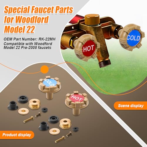 RK-22MH Outdoor Faucet Repair Kit for Woodford Model 22 Outside Faucets Parts Include Wheel Metal Handle Screws Packing Nut Washer Valve Seat Rubber, 18PCS Set - style: RK-22MH