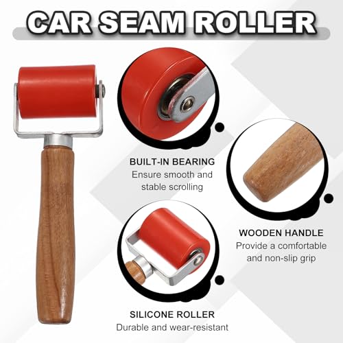 HARFINGTON 2pcs Car Seam Roller Automotive Audio Sound Deadening Roller - color: Red, size: 50mm/2"