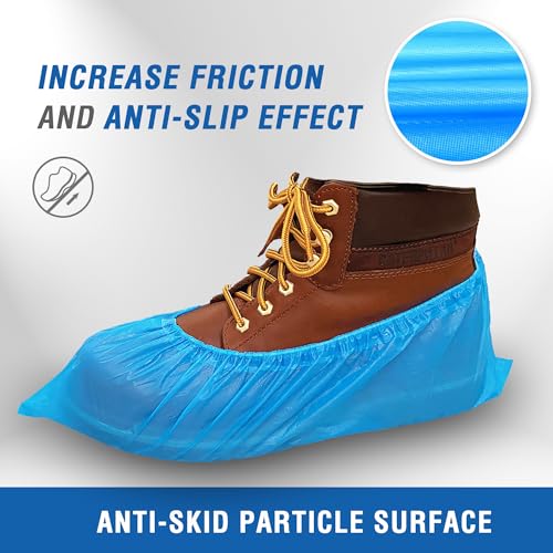 ProtectX Disposable Shoe & Boot Covers, XL Extra Large, 500-pack (250 pairs), Waterproof, Slip Resistant, Durable CPE plastic, Fits up to Men’s 14 US Size and All Women’s US Size Shoes - size: CPE X-Large 500PK