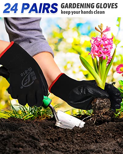 Nuogo 24 Pairs Gardening Gloves for Men Women Rubber Coated Landscaping Work Gloves Safety Work Construction - color: Black, Blue