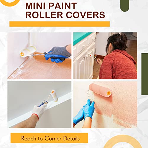 Leumoi 200 Pcs 4 Inch Mini Paint Roller Cover, Yellow - color: white and yellow