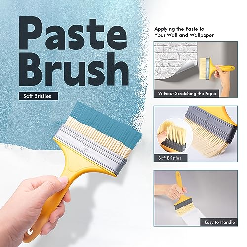 FOSHIO Professional Wallpaper Tools Kit, Including Wallpaper Smoothing Brush, Seam Roller, Paste Brush, Wallpaper Smoothing Tool, Wallpaper Scraper, Vinyl Wrap Gloves, Mesureing Tape, Exacto Knife - color: 03 Wallpaper Kit
