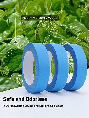 Lichamp Blue Painters Tape Bulk, 10 Pack 0.95 inch | By 55 Yards Paper Washy-Tape Blue Masking Tape for Wall Painting and Crafts
