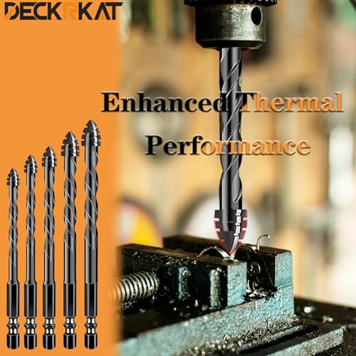 DECKRKAT Upgraded 10-Pack 5/16 Inch Black 4-Flute Serrated Masonry Drill Bits - Concrete, Tile, Glass, Brick, Ceramic, Plastic, Wood - size: 10 Piece 5/16", style: 4-Flute Serrated Drill Bit