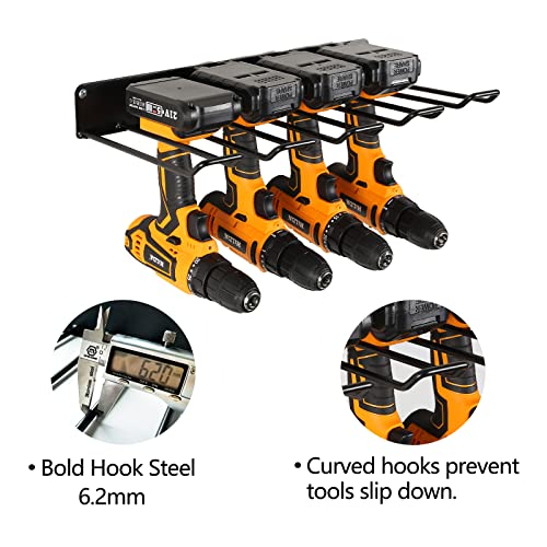 UU-Major Power Tool Organizer for Garage Organization,Drill Holder Wall Mount for Tool Stoarge, Tool Organizers and Garage Storage Shelves for Charging.Heavy Duty With 4 Holders - style: 1 shelf+1 rack+ear