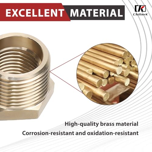 1/2" NPT Male Thread x 1/4" NPT Female Thread Brass Reducing Bushing (Pipe Fitting), 1200 PSI (Pack of 5) - size: 1/2" NPT Male x 1/4" NPT Female