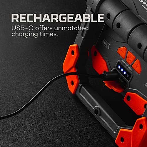NEBO OMNI Fish Dock Light | 450 Lumens COB, 4 Light Modes, 395nm UV, Rotating Magnetic Handles, Built-In Power Bank, Water Resistant, Rechargeable Work Lamp, Includes USB-C Charging Cable - style: 450 Lumens