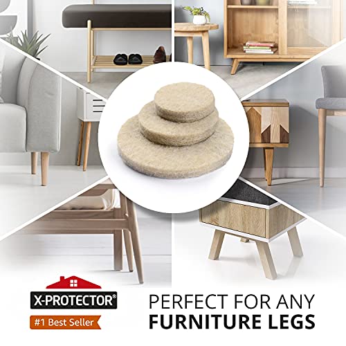 Best Felt Furniture Pads X-PROTECTOR - 48 Premium Chair Felt Pads Floor Protector for Furniture Feet Wood Hardwood Floors - Protect Your Hard Floors! (Beige) (Pack of 3) - size: 48 PCS 1" Beige, Round (Pack of 3)