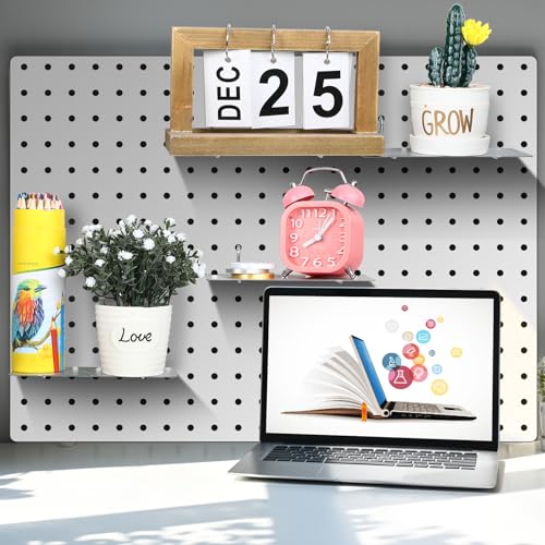 Funrous 4 Pack Pegboard Shelves, Peg Board Accessories,10 x 4 Inch,Silver - color: Silver, size: 10 x 4 Inch