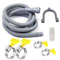 HLMOptimo 10 Feet Universal Washing Machine Drain Hose Flexible Dishwasher Drain Hose Extension Kits Corrugated Washer Hose w/ 1 Adapter 4 Clamps 1 U-Bend Holder - size: 10 Feet