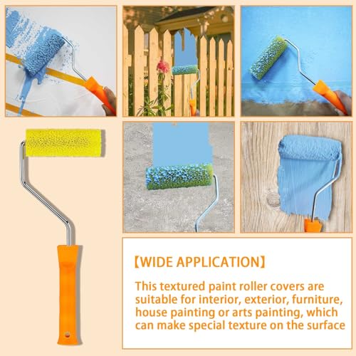 12 Pcs Textured Paint Roller Covers with 2 Frames Set, 4 inch - size: 4",12pcs+2frame