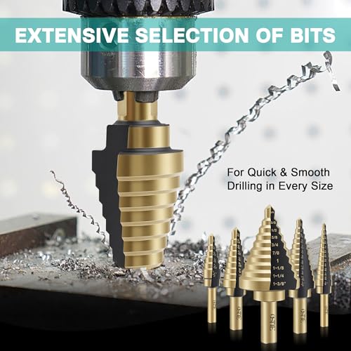 5 Pack Step Drill Bit & 5 Pack Countersink Drill Bit Set - style: 11PC