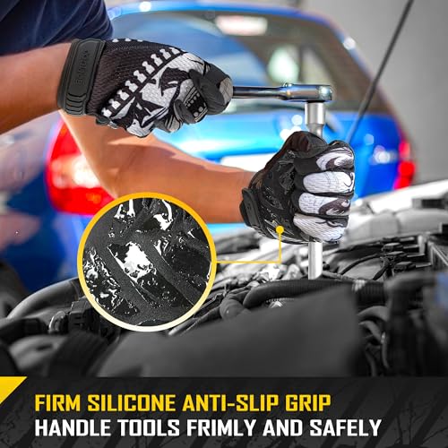COOLJOB Mechanic Safety Work Gloves, Enhanced Anti-Slip Grip Tactical Gloves, Touchscreen, Breathable, Ultra-Soft, S-XL - color: Joker, size: Small