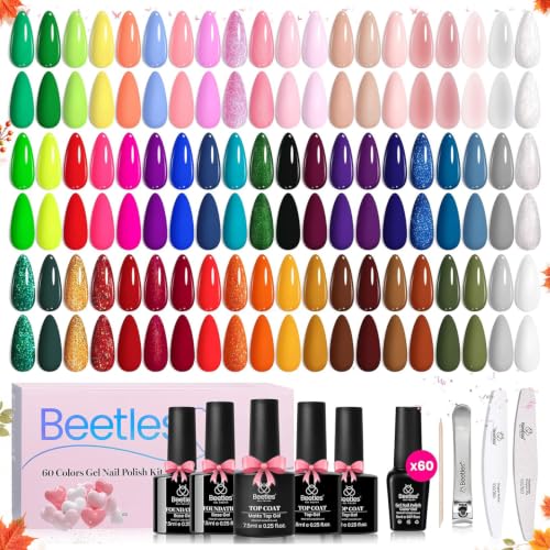 Beetles Fall Gel Nail Polish Set, Style Manifesto 69 PCS 60 Colors Neon - color: Style Manifesto - 60 Colors (69 Pcs)