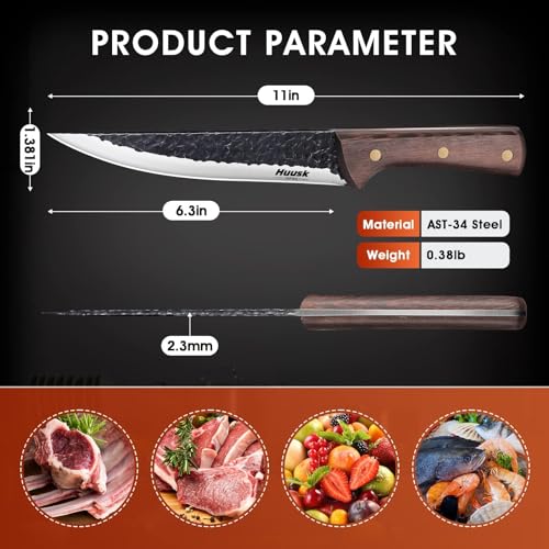 Huusk Boning Knife for Meat Cutting with Leather Sheath - size: 6 inches