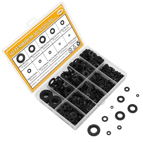 640 Pieces Black Nylon Flat Washers Assortment Kit, M2-M10, Nylon Metric & Flat Washers - color: Black Nylon