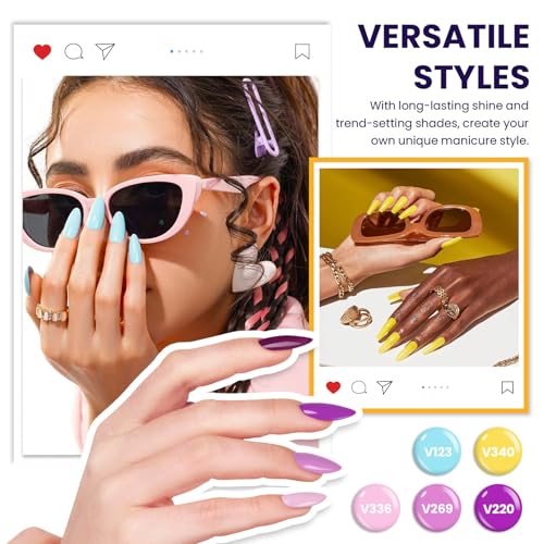 VANREESA Gel Nail Polish Kit with U V Light 53 Pcs Gel Polish Nail Set 36 Trendy Colors Nail Polish Set + Base and 4 Effects Top Coat with Manicure Tools Complete Nail Kit Gifts for Women Girls - color: Fantasy Party