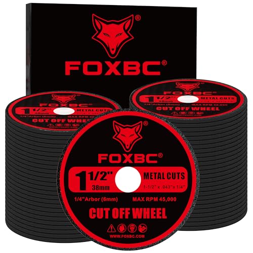 FOXBC 1-1/2 Inch Cut-Off Wheels, 1/4" Arbor Hole, Rotary Cut-Off Discs for Metal, Plastic, Fiberglass Reinforced - 80 Pack