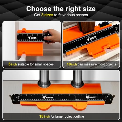 JOREST Connectable Contour Gauge (10+5 Inch), Gifts Ideas for Men Dad Handyman Husband Him, Shape Profile Duplicator with Lock, Outline Angle Measuring Tool, Template Tool, Tile Flooring, Scribe Edge - size: 15 Inch Package