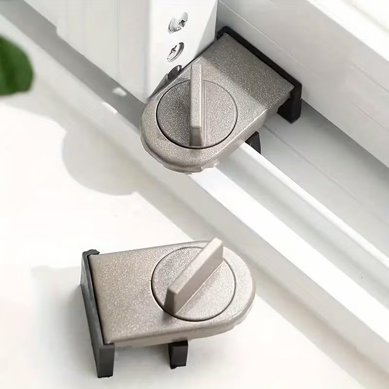 2pcs Heavy-Duty Aluminum Locks for Sliding Doors and Windows, Anti-Theft, Anti-Pinch and Anti-Drop Design