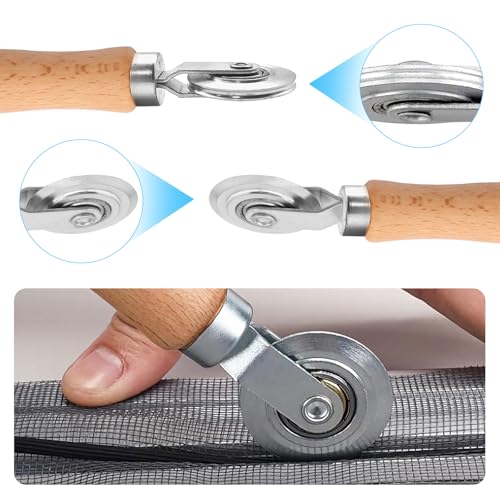 Window Screen Door Repair Kit,Include 59"×106" Black Screen Mesh+ 2 Steel/Nylon Roller+32Ft Spline+8 Clips+Hook+Non-Slip Gloves,7 in 1 Window Mesh Kit for Windows Doors Patio and Porch Replacement - size: 59"×106" Mesh+Tool