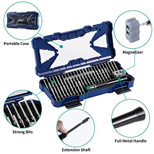 Precision Screwdriver Set,Premium Ergonomic Screwdriver with 55 High Strength Magnetic Screw Driver Bits for Computer Watches Jewelers and other Small Electronics Repair.